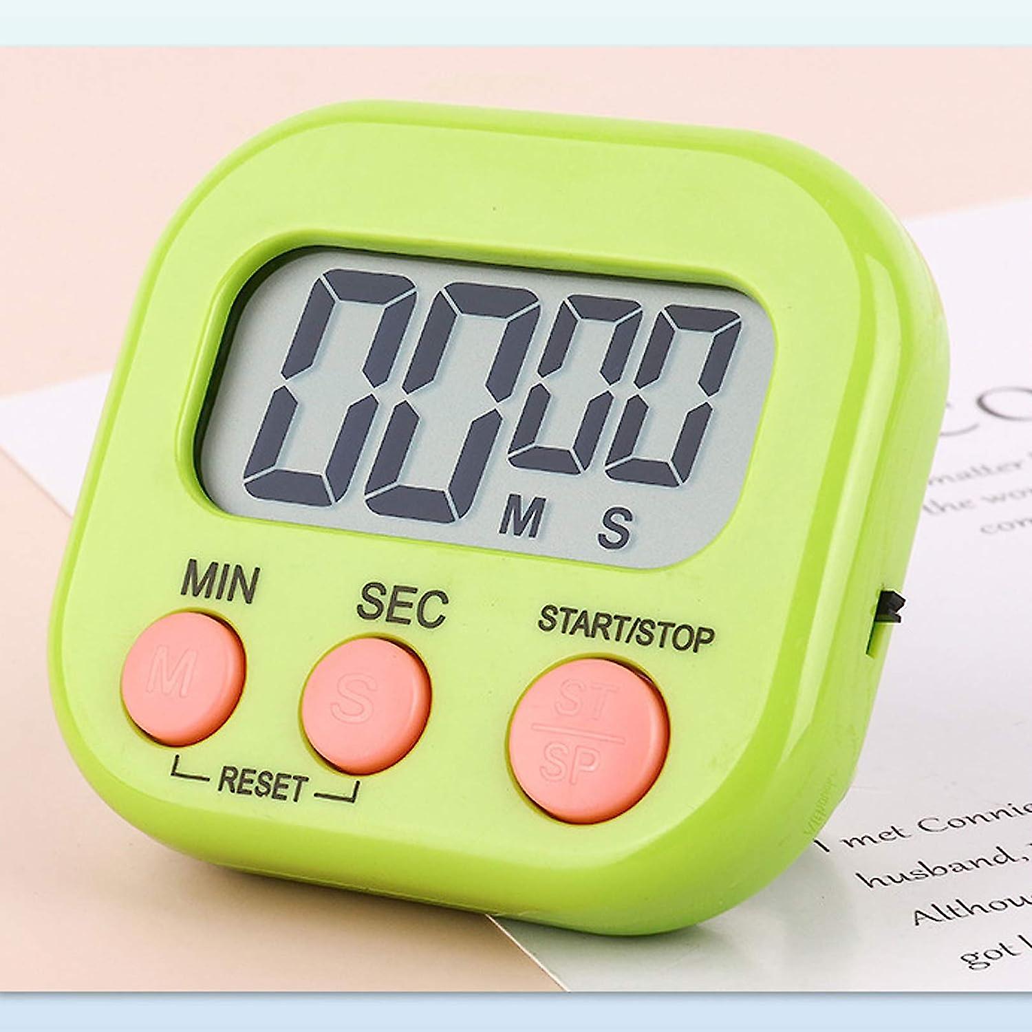 Kitchen Timer Digital Cooking Timer Magnetic Timers For Cooking Large Lcd Screen Loud Alarm Retractable Stand And Hook And Magnetic Backing (green)1pc