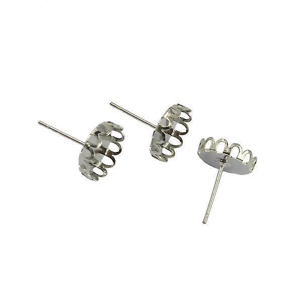 6x20pcs 10mm Cabochon Settings Earrings Blanks Earring Bezel Base Silver
