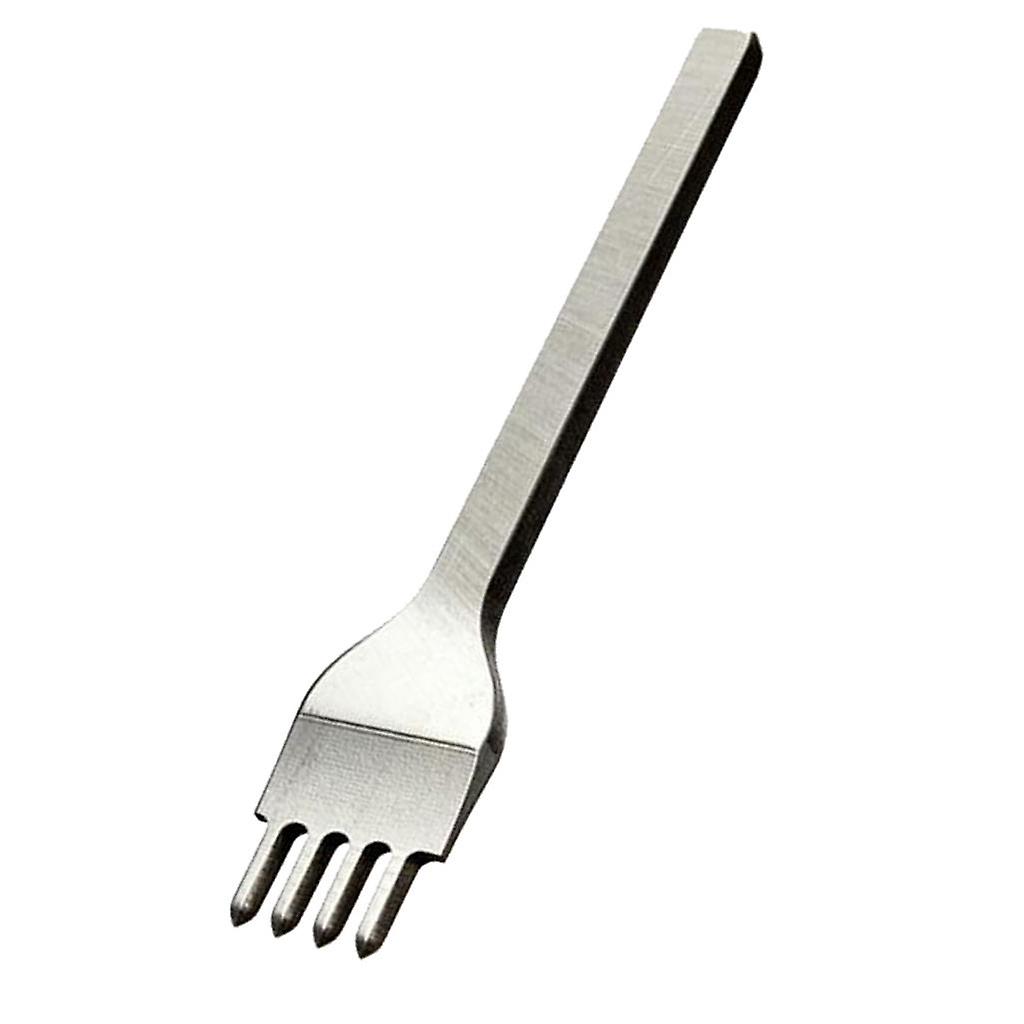Leather Craft Tools Diamond Hole Punch Stitching Chisel 4mm 4 Prong Silver