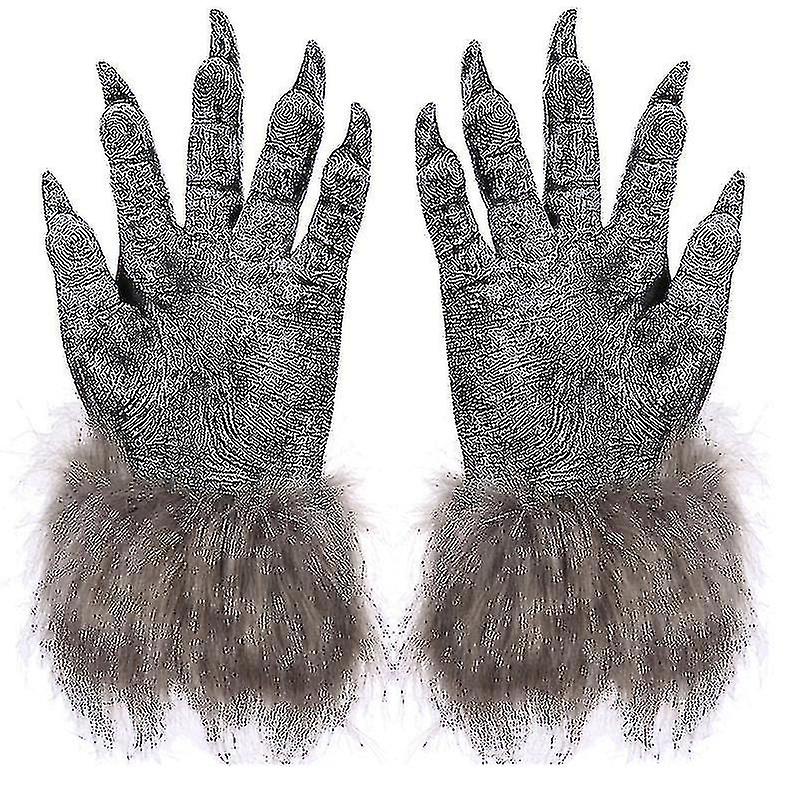 1ペアウルフグローブハロウィンマスク動物マスクセット狼男マスカレードウルフ(サイズ:L、カラー:ブラック)