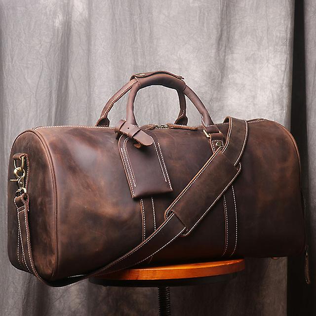 Vintage Men's Hand Luggage Bag Travel Bag Geunine Leather Large Capacity Single Shoulder Messenger For 15 Inch Laptop