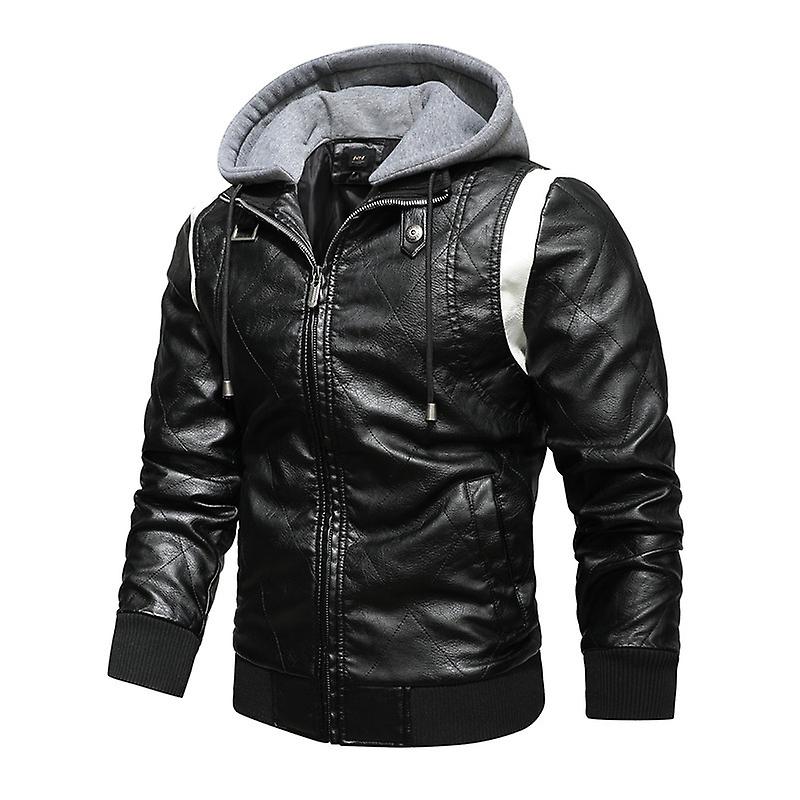 Sports Hooded Leather Jacket