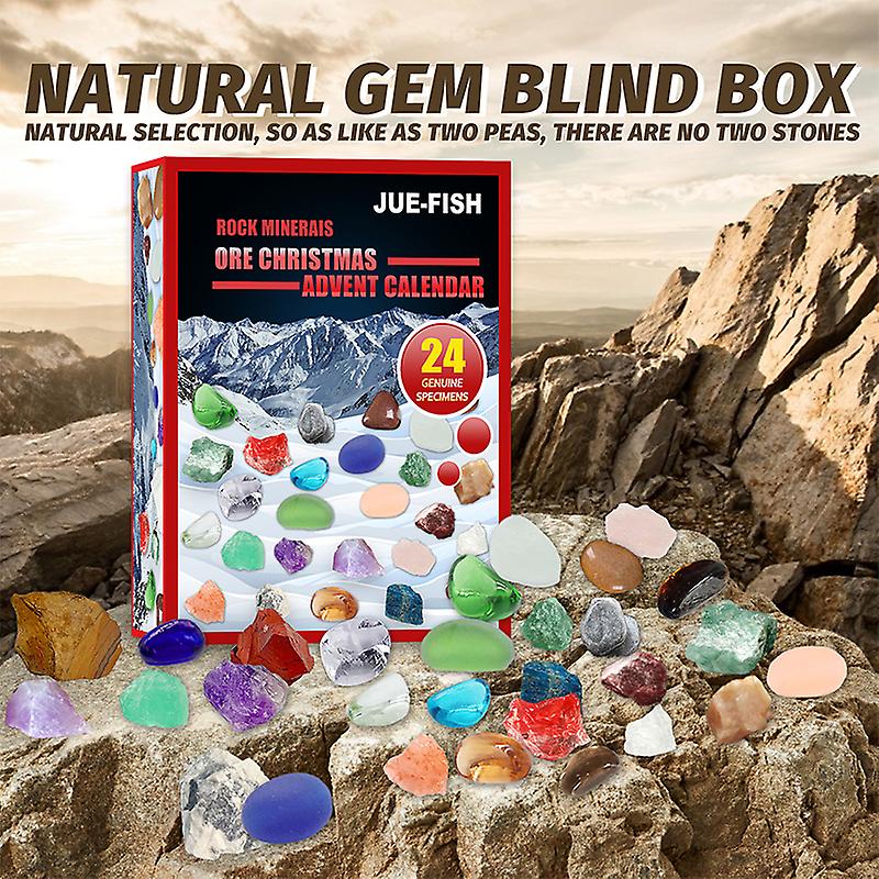 Christmas Advent Calendar,24 Days Natural Stone Gift Box,2024 Advent Calendar