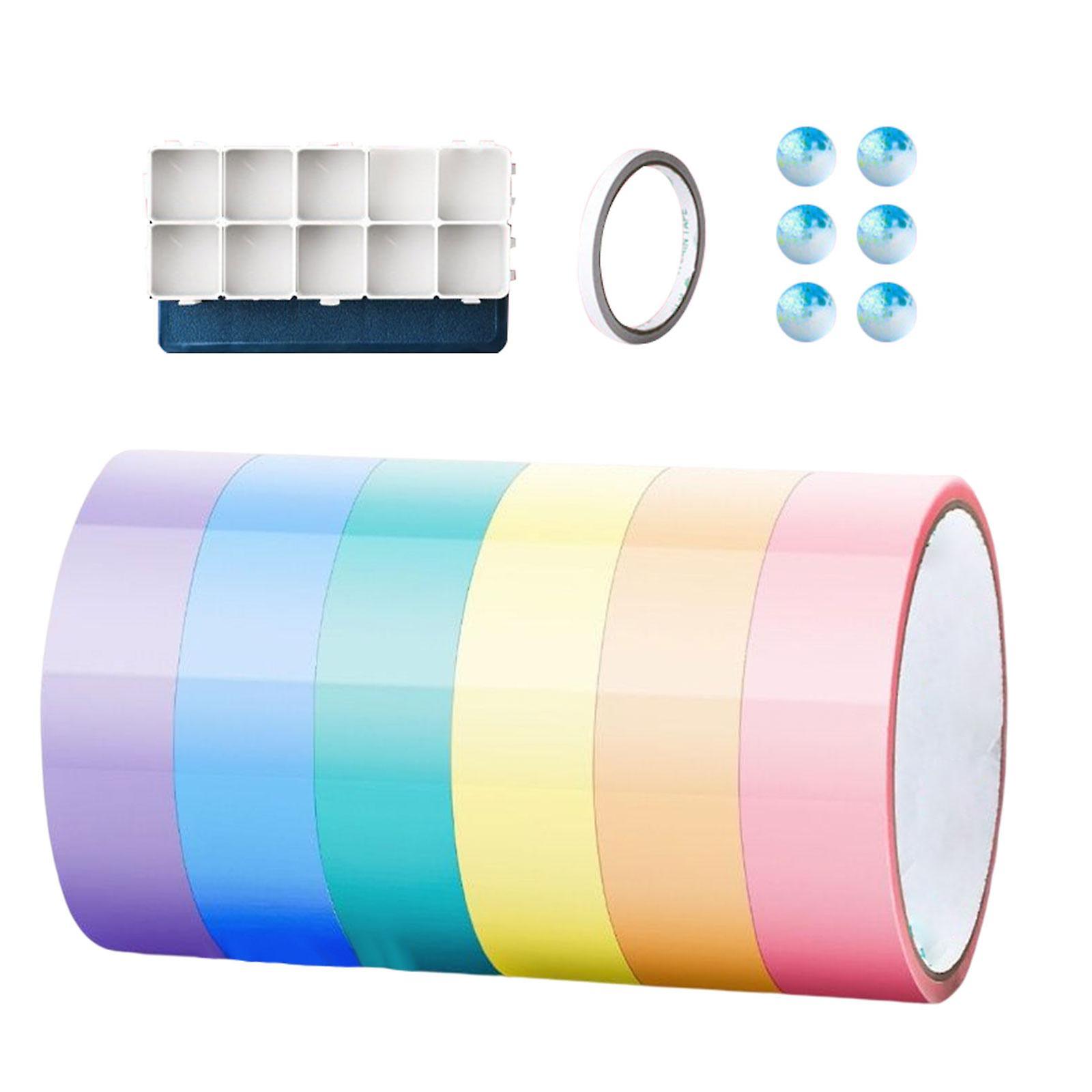 6 Parça Yapışkanlı Top Rulo Bant DIY Renk Topu Bant Parti Malzemeleri Şeffaf