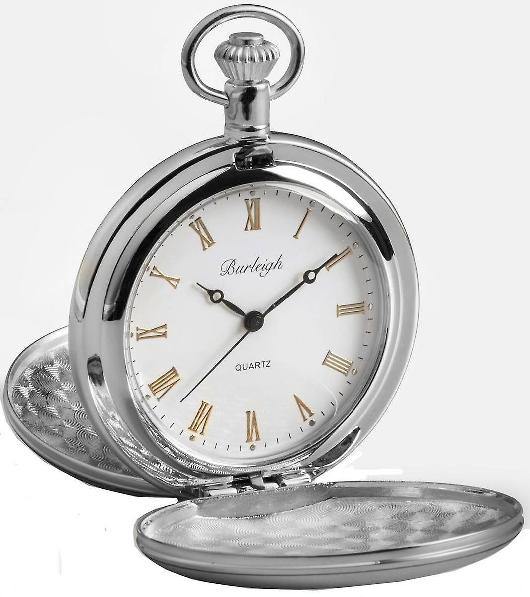 Burleigh Locket Quartz Pocket Watch - Silver