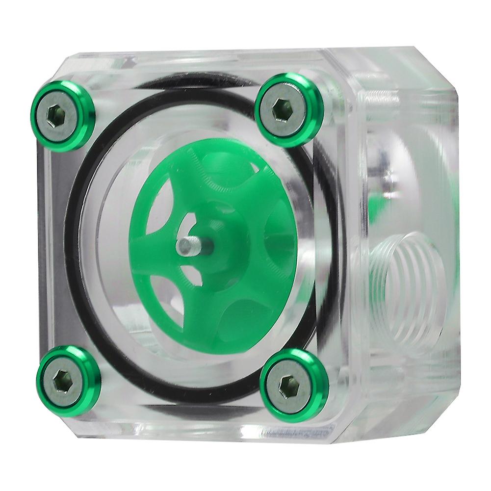 Simple Transparent Acrylic Water Cooler Flow Meter with five pointed Star Turning Wheel (Green)