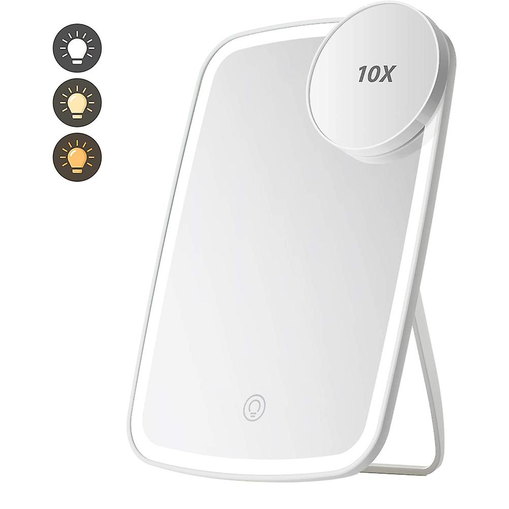 Desktop Led Touch Switch Makeup Mirror with 10X Magnification Round Mirror USB Rechargeable Desktop Vanity Mirror