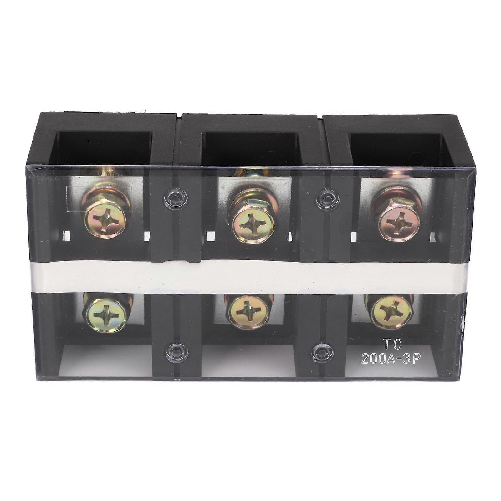 Terminal Strip Dual Row High Current Screw Terminal Block with PC Cover for Lighting Power Distribution 200A 600V 3 Position (2003)