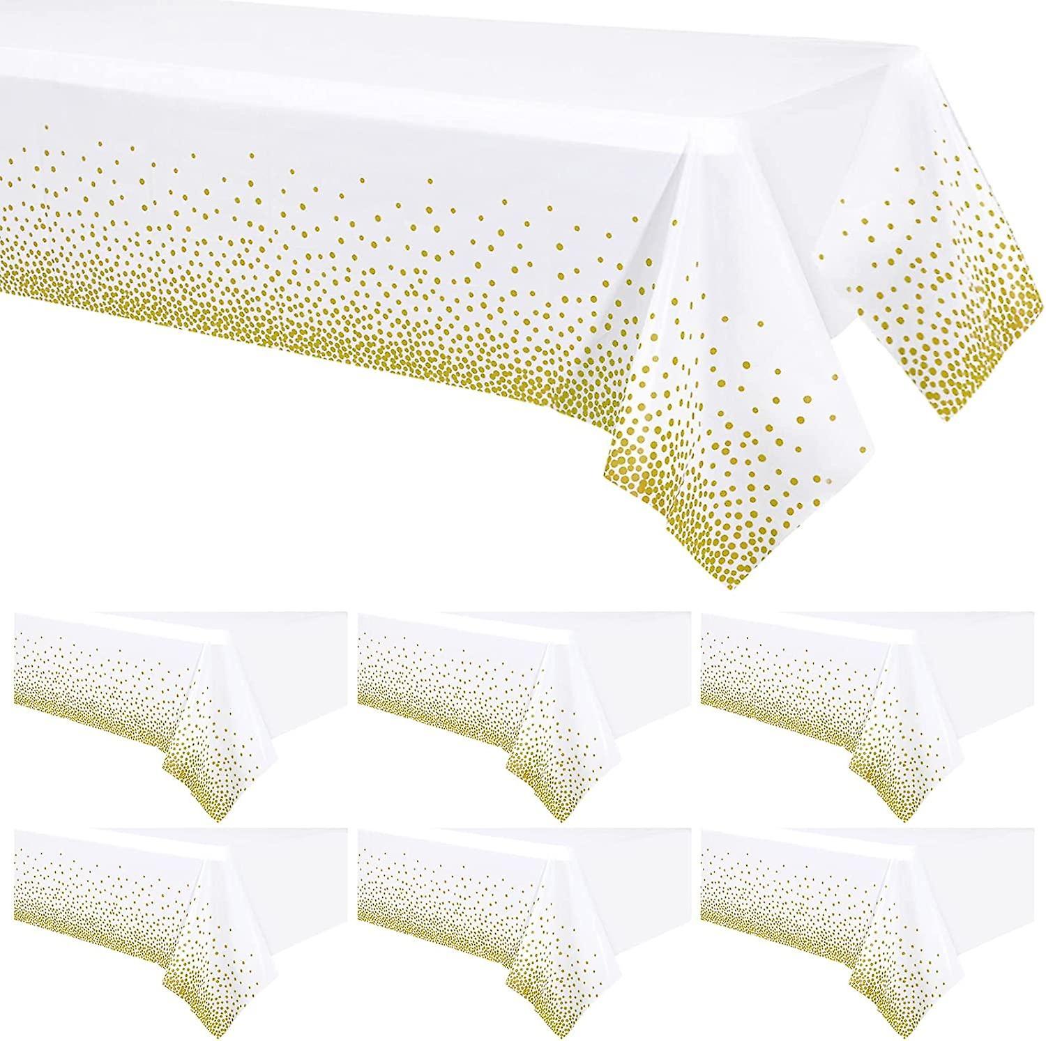 6 Packs Dot Tablecloths Table Covers 54" x 108" Gold Dot Tablecloths Party Rectangle Tablecloths Wat