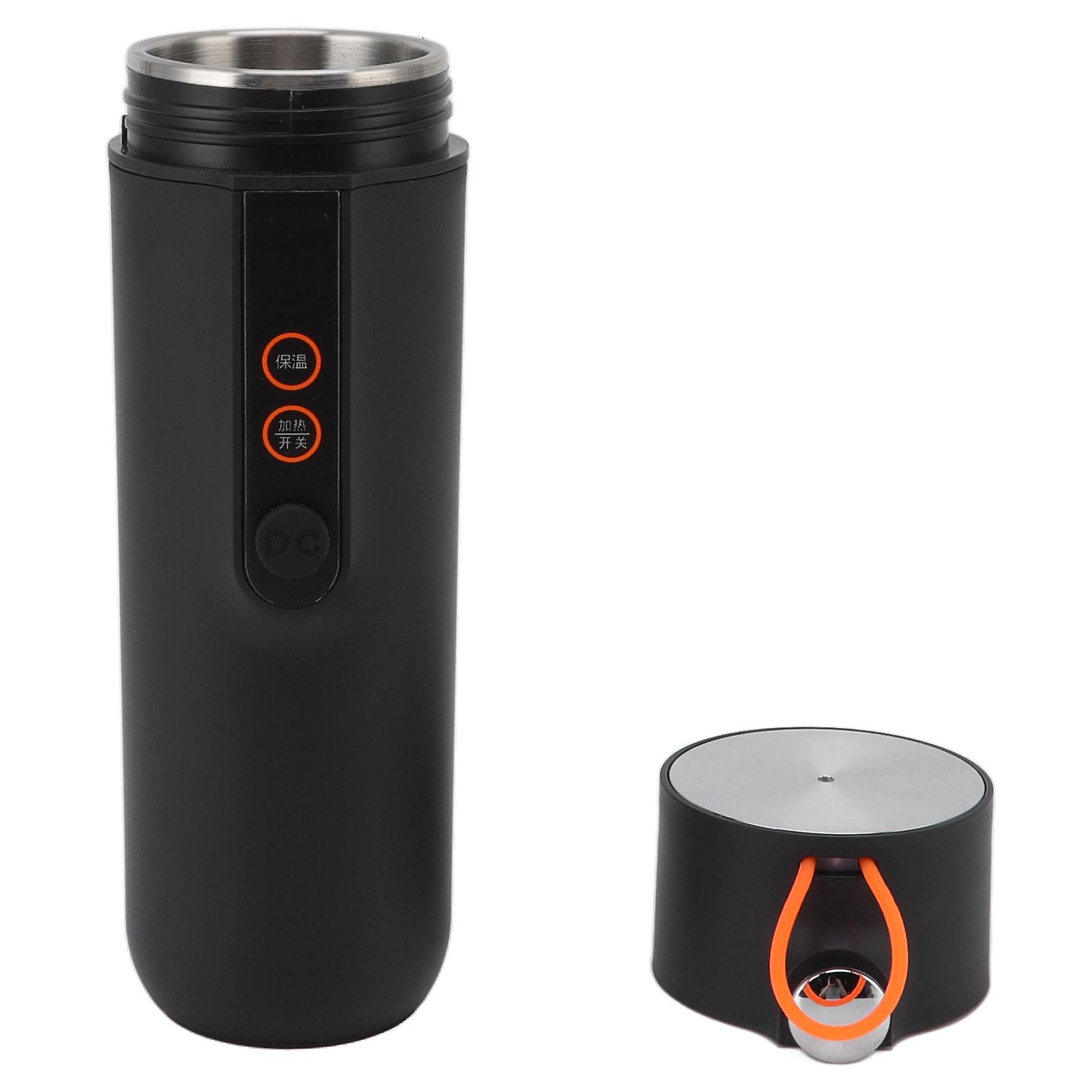 Mug chauffant 460 ml, isolation thermique 12 h, en acier inoxydable, pour voyage, voiture, chauffage électrique, allume-cigare, 12 V, 24 V, noir