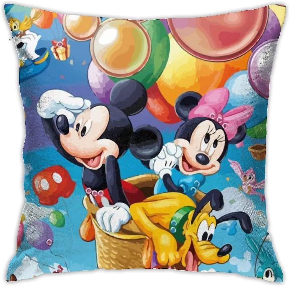 Throw Pillow Covers Mickey Mouse is in A Hot Air Balloon Pillowcase Cushion Case for Sofa Bed Chair Home Decor(18x18 Inch) AA-3499