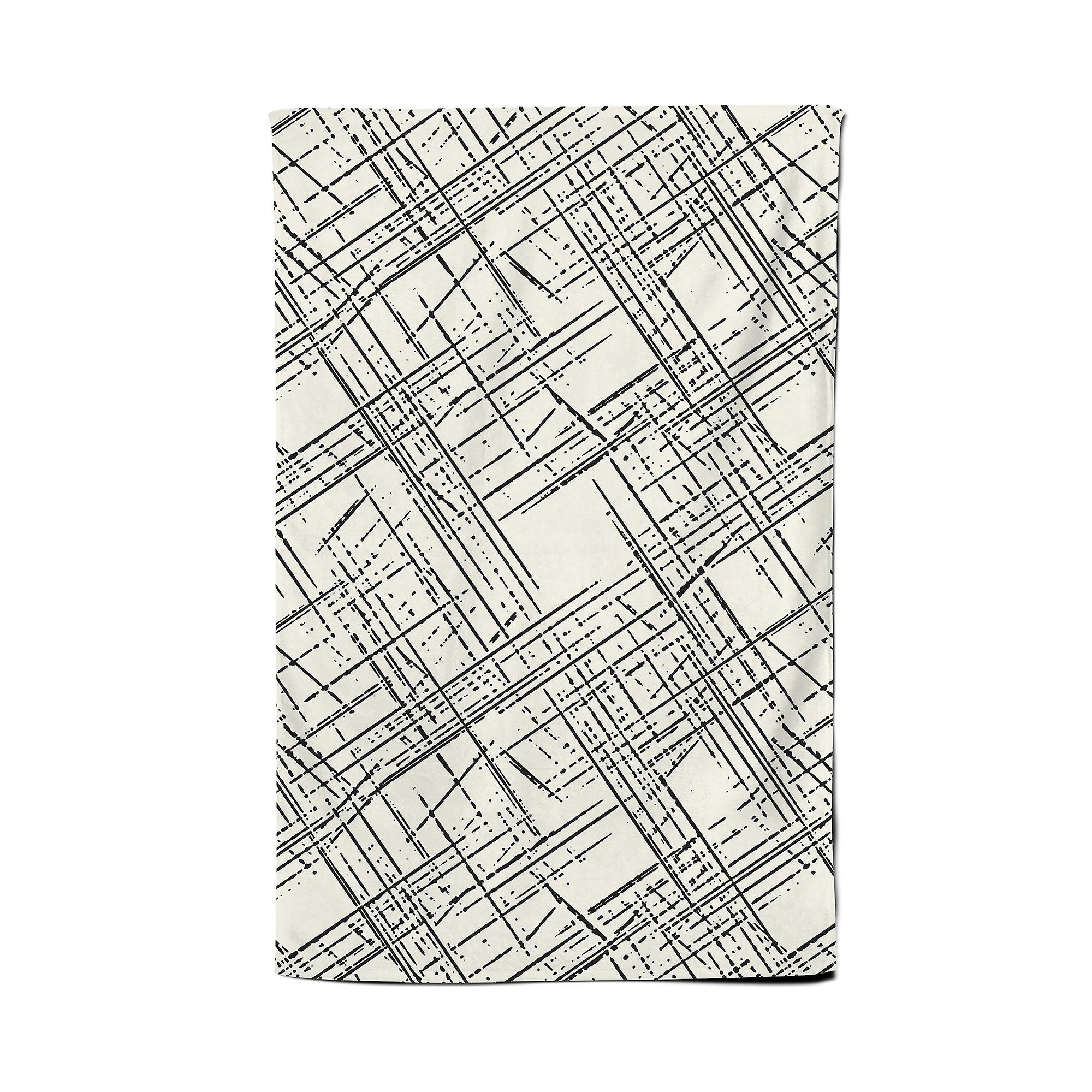 Monochrome Distressted Pattern Tea Towel