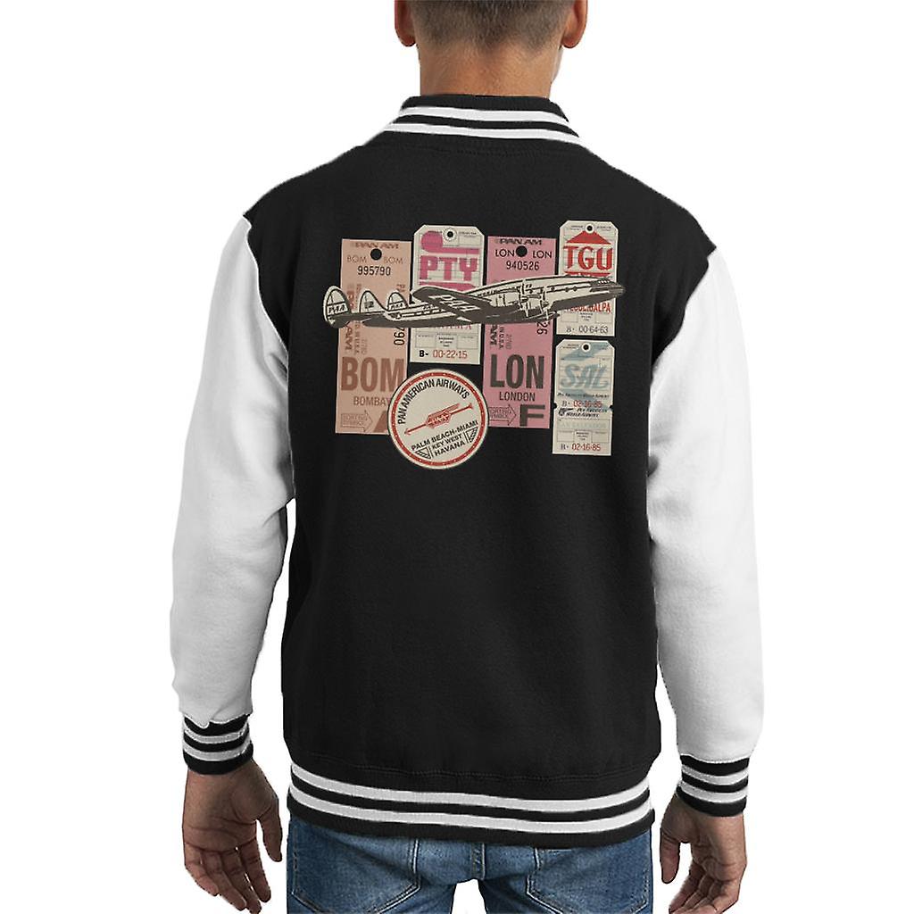Pan Am Baggage Tags Montage Kid's Varsity Jacket