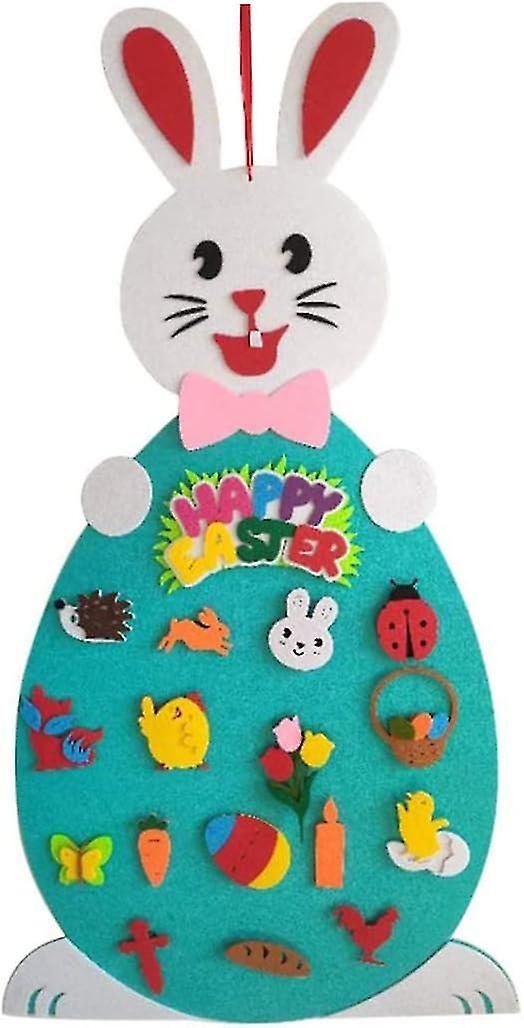 Easter Decorations, Easter Bunny Decor Wall Hanging DIY Felt Rabbit Set Easter Ornaments for Kids Easter Gifts