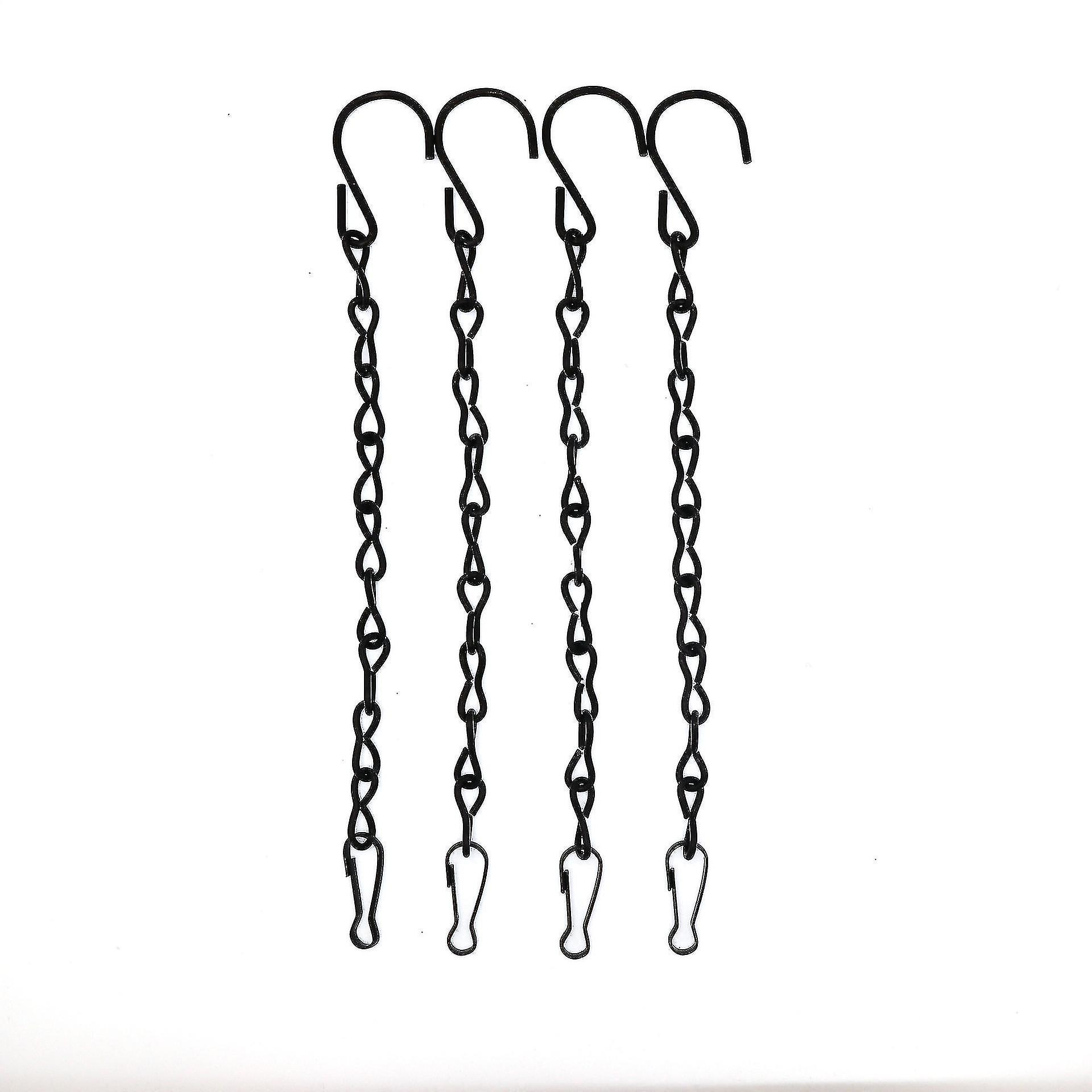 Black Hanging Chains, Hanging Basket Chains, Garden Plant Hangers Metal Chains With Hooks Clips For Bird Feeders, Wind Chimes(12pcs)
