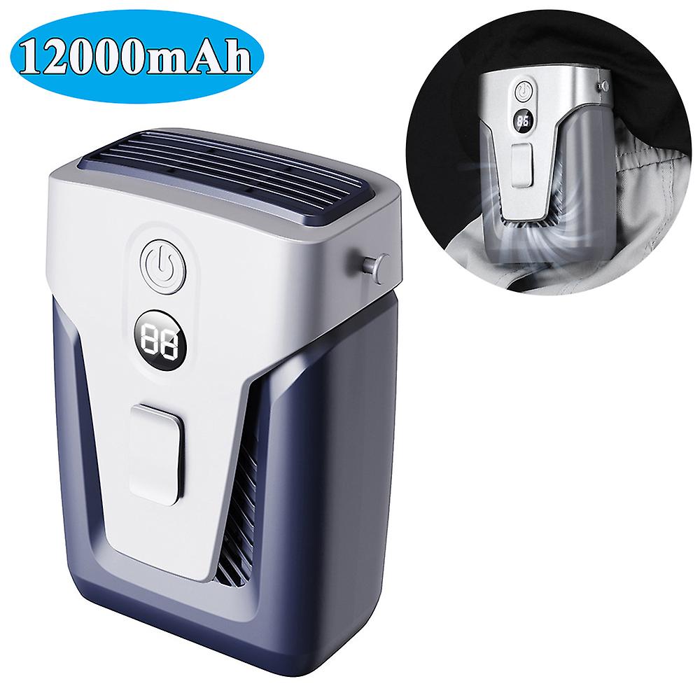 12000mah Portable Waist Fan Usb Rechargeable Air Conditioner Bladeless Mute Hanging Neck 3-gear Fan Summer Mini Fan For Outdoor