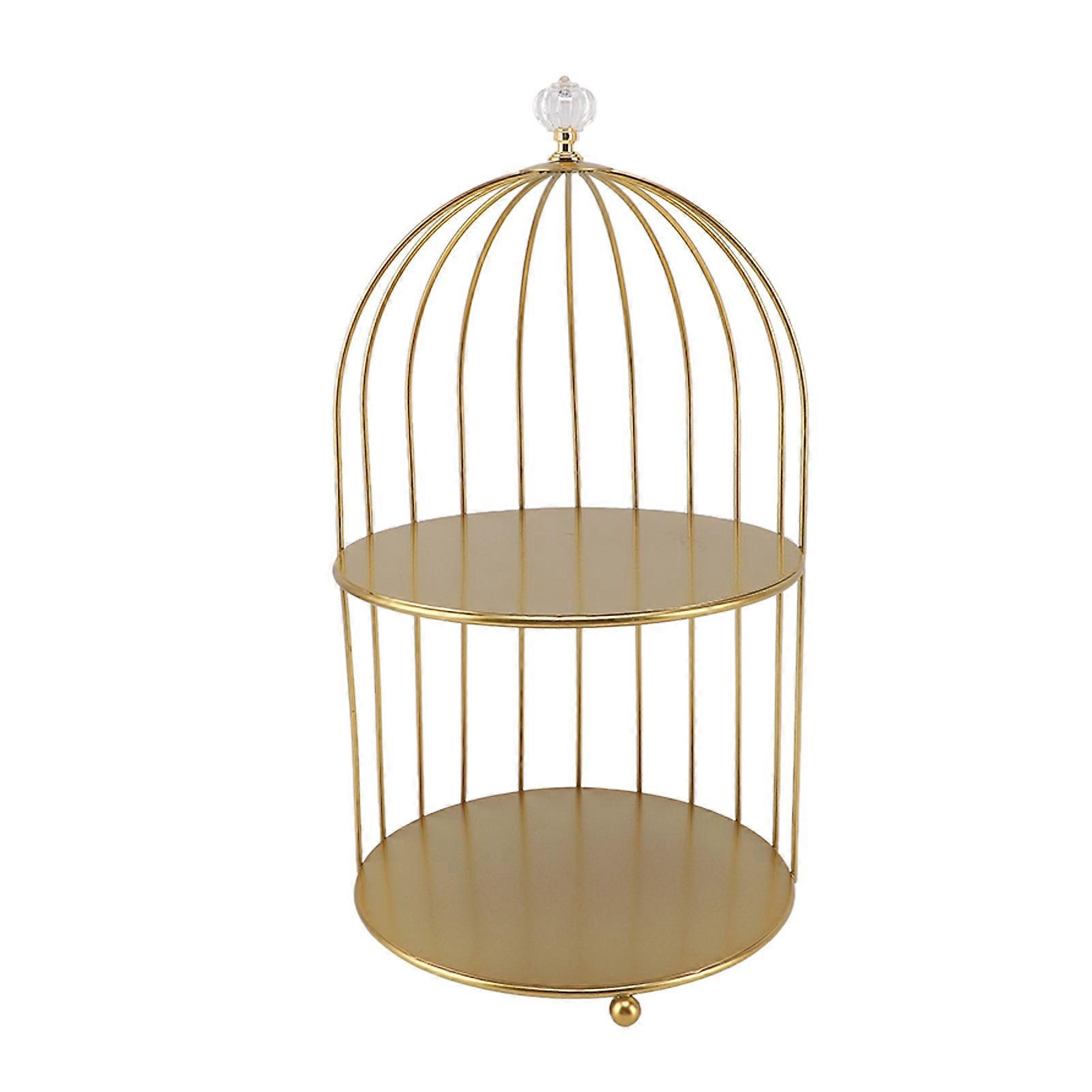 Organiseur de maquillage en forme de cage à oiseaux, doré, gain de place, en fer, unique, multifonctionnel, pour salle de bain, double couche