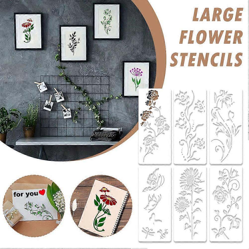 Grands pochoirs à fleurs réutilisables pour la peinture sur bois
