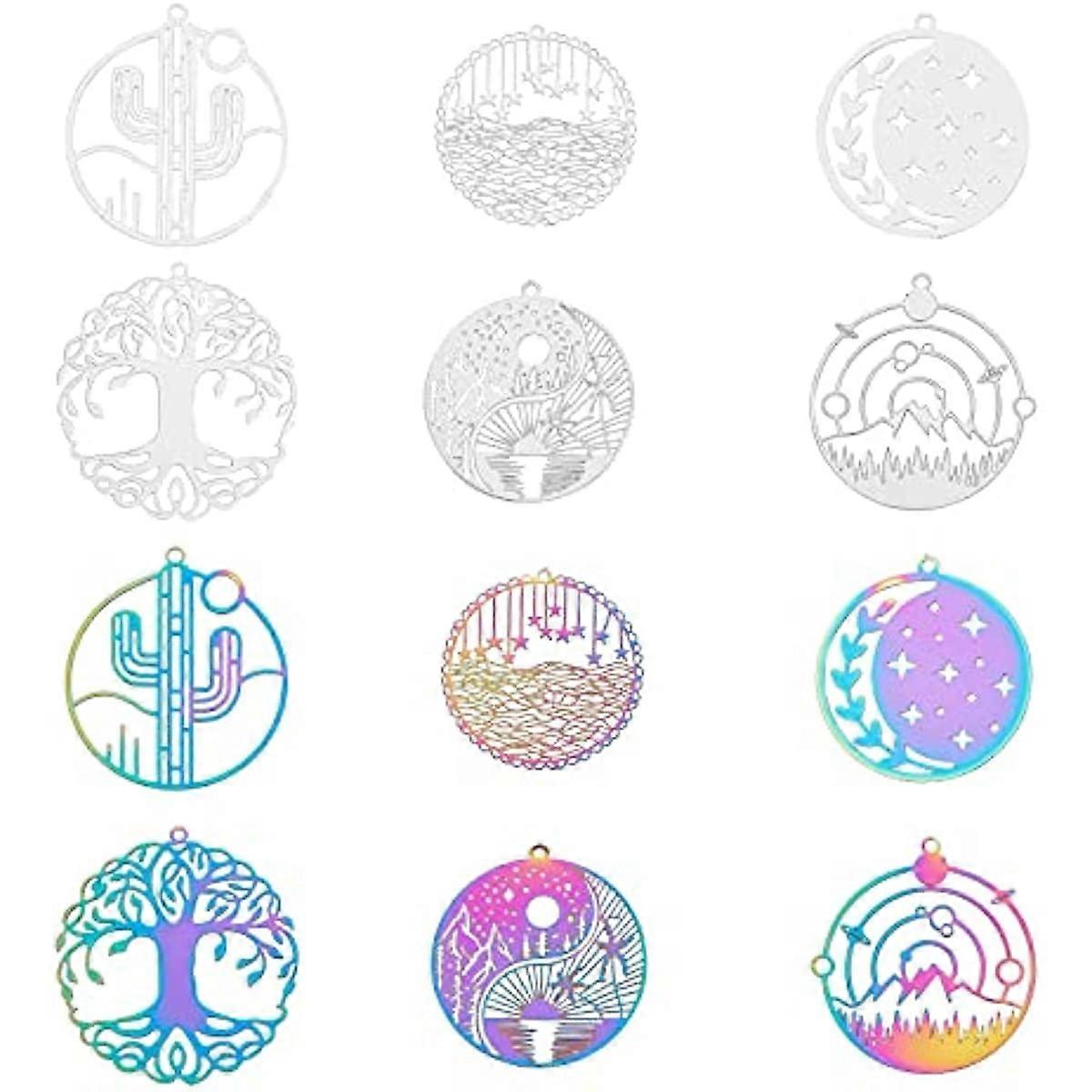 6 Sizes: These charms are about 32~43mm long, 30~40mm wide and 0.2~0.3mm thick, hole: 1.2~1.6mm.6 different sizes can match up with different projects