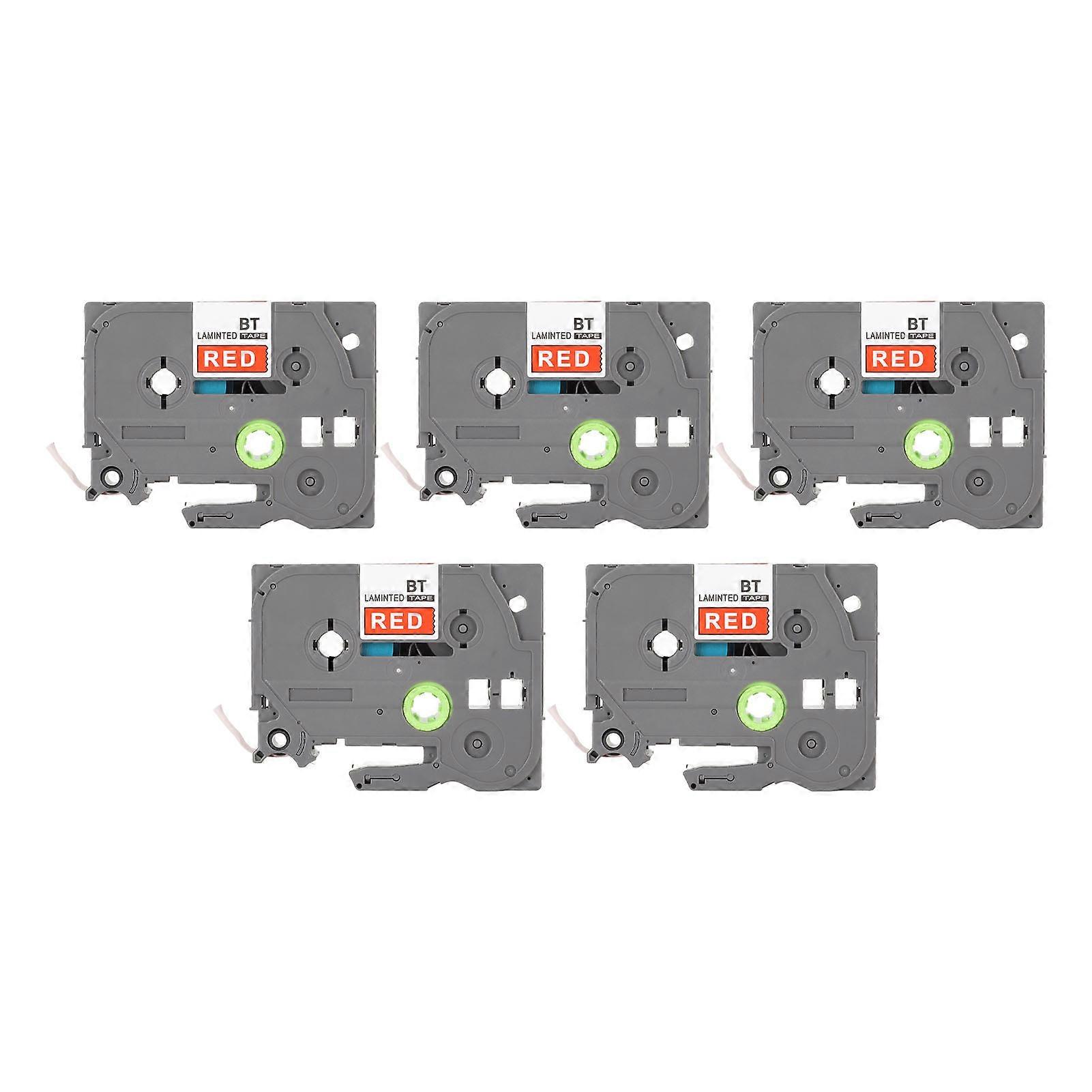 5Pcs Label Maker Tape 9mm Laminated Waterproof Colorfast Multi Purpose Labeler Tape for PT D210 PT D200 PT H110 PT D400 Red On White Bze 222