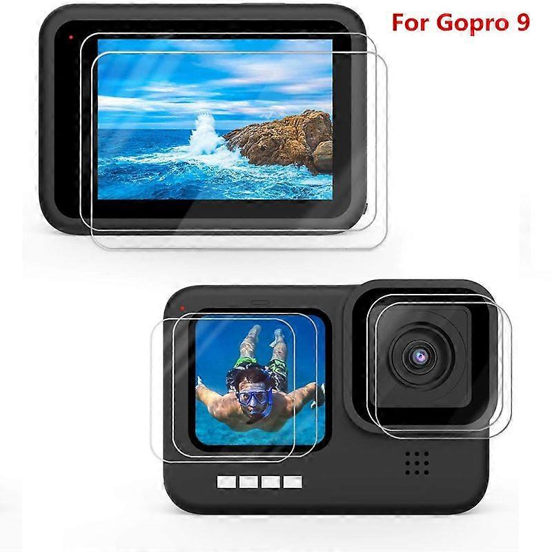 Gopro Hero 10 9超透明強化ガラスレンズアクションカメラアクセサリーGopro 2021用3pcsブラックスクリーンプロテクター