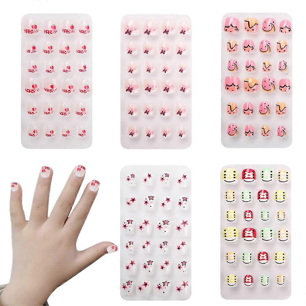 Weerblj24g 5 ensembles Enfants Faux Ongles Couverture Complète Court Faux Ongle Beau Cadeau pour Enf