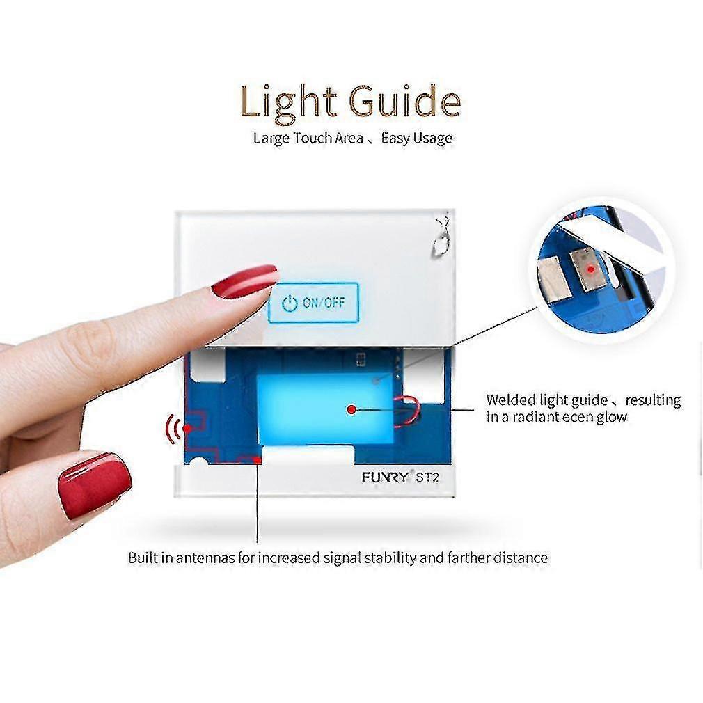 Funry St2-Eu-1R Tempered Glass Panel Remote Control Waterproof Touch Switch