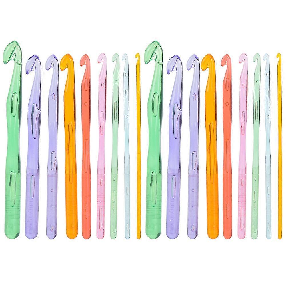 2 Sets Crochet Hooks Colorful Transparent Plastic Hand Made Sweater Weaving Tool