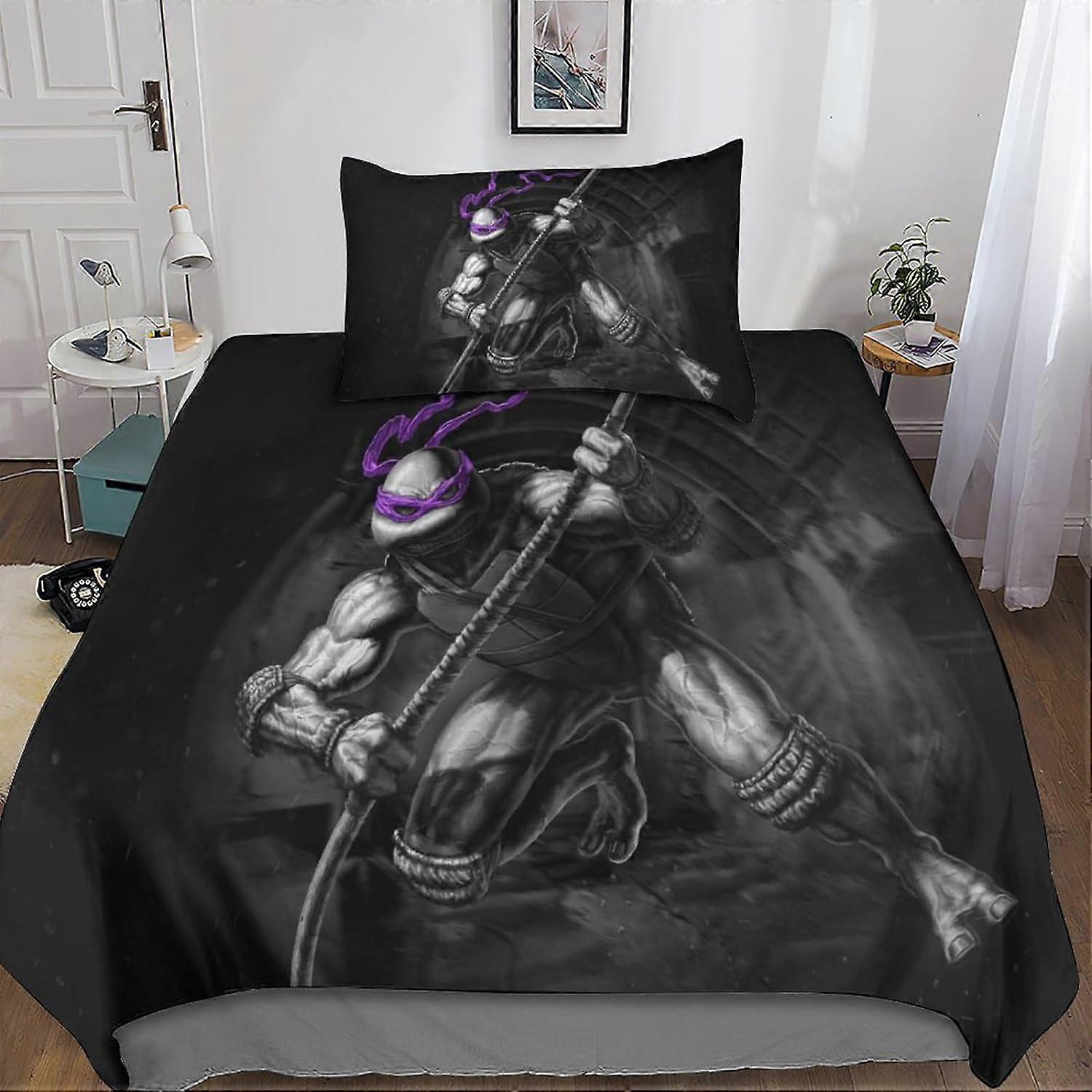 D Teenage Mutant Ninja Turtles Nevresim, Teenage Mutant Ninja Turtles Baskılı Nevresim Takımı Kişi Kız Erkek Mikrofiber Nevresim Takımı H 135*200 CM