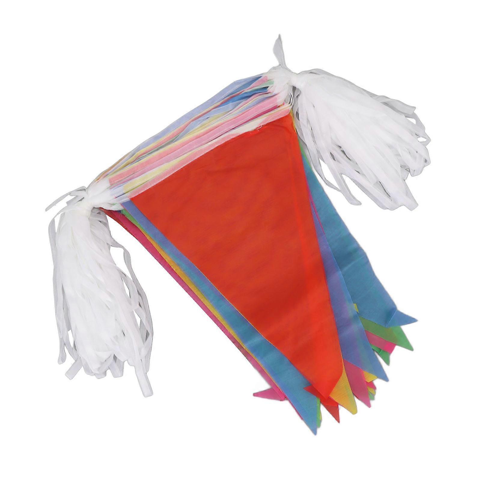 2 Bag Party Banner Triangle Shape Anti Fade Decorative Pennants Flag for Party Decoration 200m White Rope Colorful Flag 2 Bag
