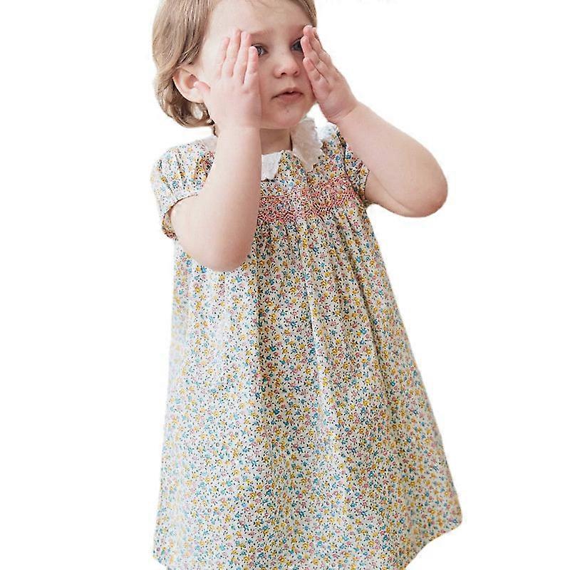 かわいいファッションプリント小さな女の子のドレス夏の花柄半袖の女の子のドレス