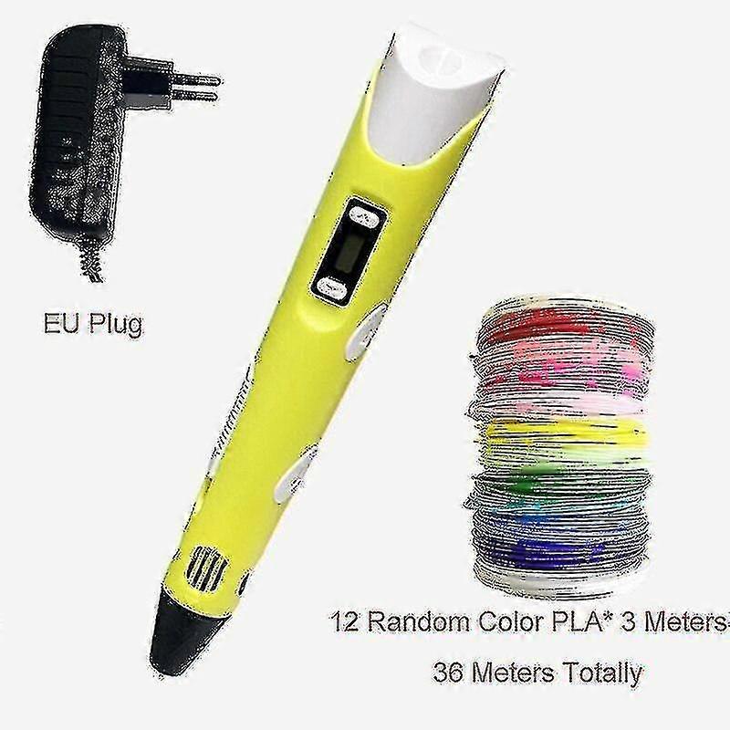 (eu-36m Pla)3d Printing Pen 3d Pen Oled Display With 12 Color Pla/abs Filaments 3d Drawing