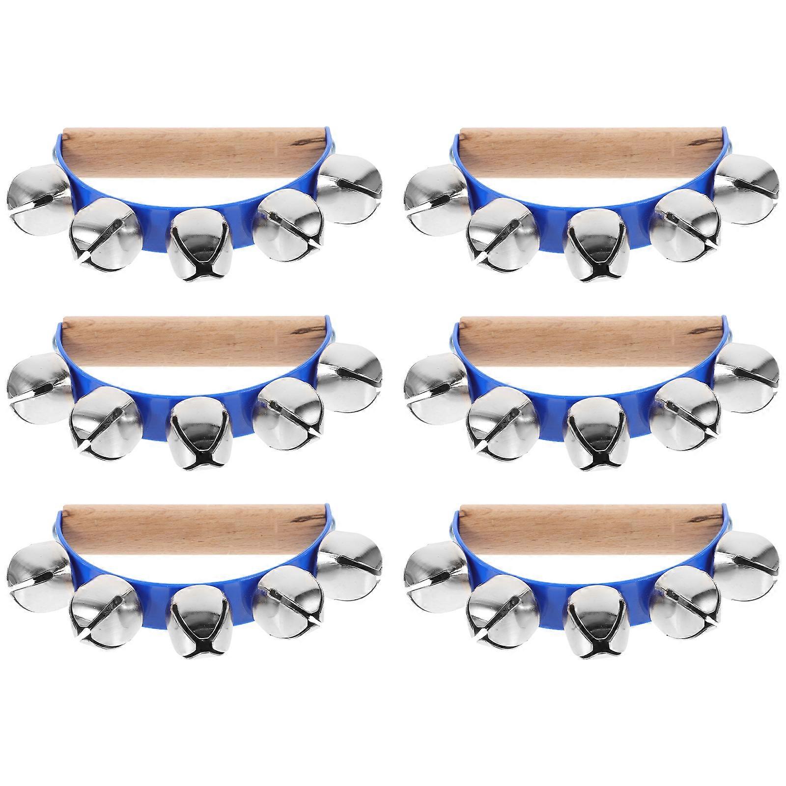 6pcs Semicircle Tambourine Hand Bells Musical Rhythm Bell Hand Shaking Instruments for Beginners