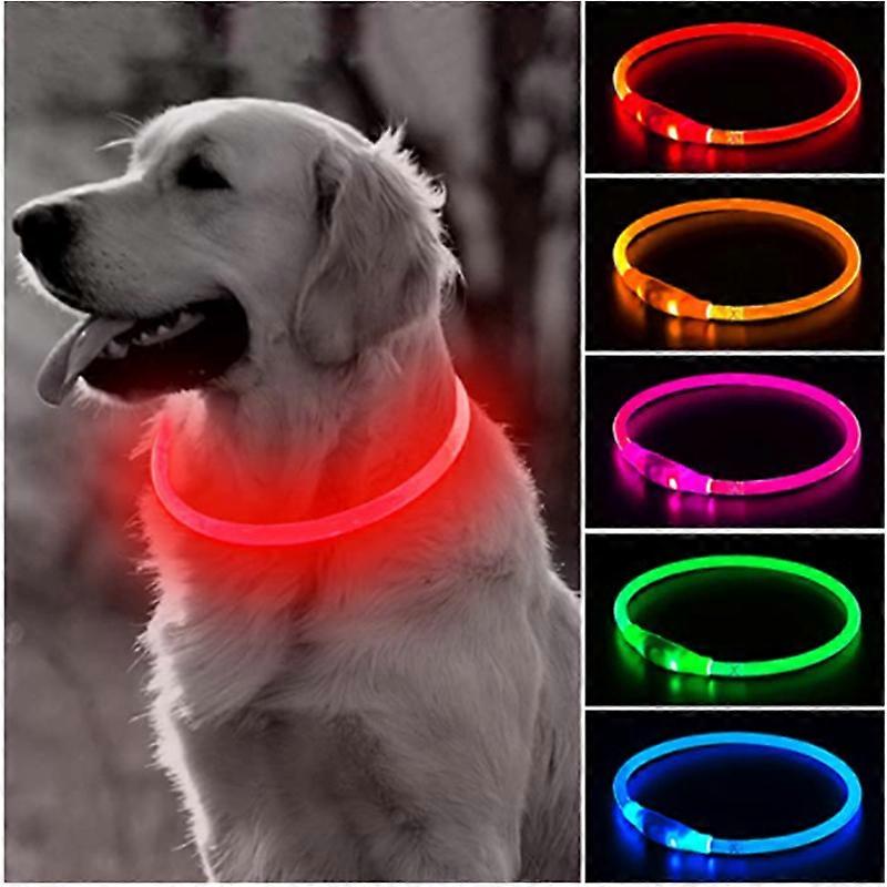Led Light Dog Collar Detachable Glowing USB Charging Luminous Leash for Big Cat Collar Small Bright Labrador Pets Dogs Products