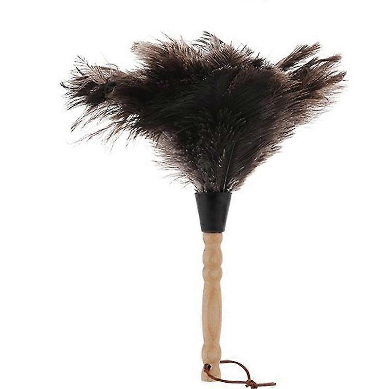 Solid wood handle feather duster ostrich feather duster Small dust duster household dust brush