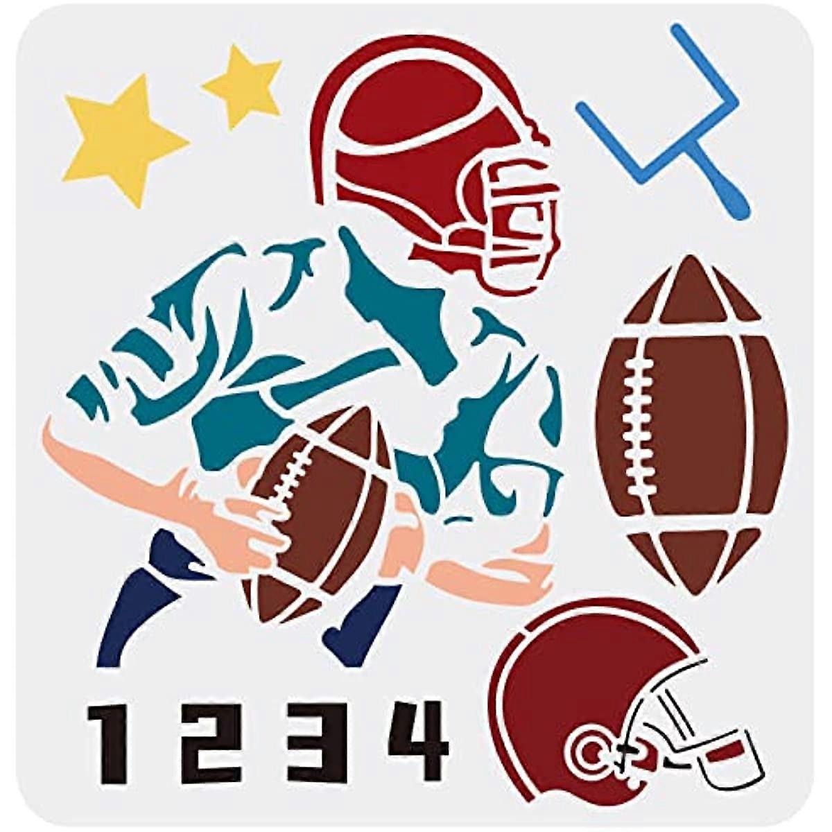 Rugby Players Stencil 11.8x11.8inch Rugby Stencils for Painting Reusable Rugby Football Drawing Stencil Plastic Rugby Stencil for Painting on Wall Can