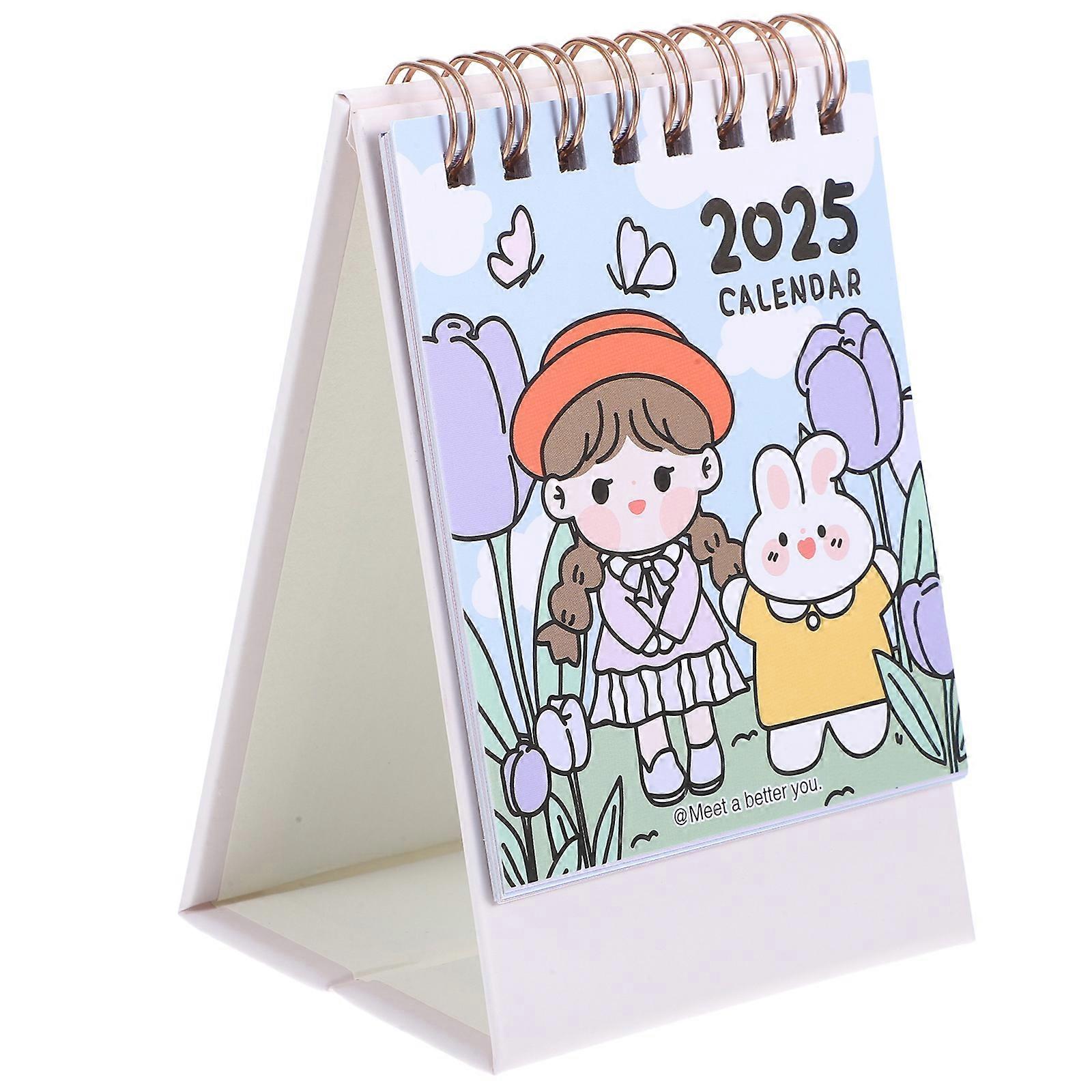 Portable 2025 Desk Calendar Desk Calendar 2025 Paper Flip Calendar Desk Stand Calendar Desk Decor Aesthetic Tabletop Calendar