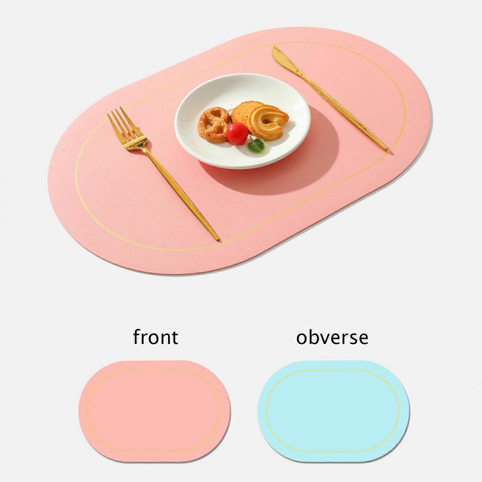 Napperon en cuir PU bicolore Tampon d’isolation thermique antidérapant Tapis de table imperméable à l’eau