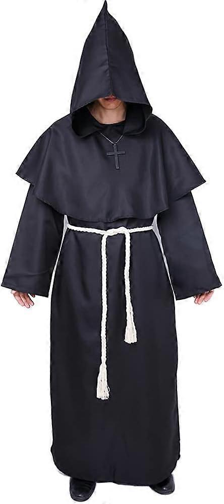Monk Robe Medieval Friar Monk Priest Hooded Robe Cloak Halloween Tunic Hooded Uniform Monk Costume Cosplay Costume