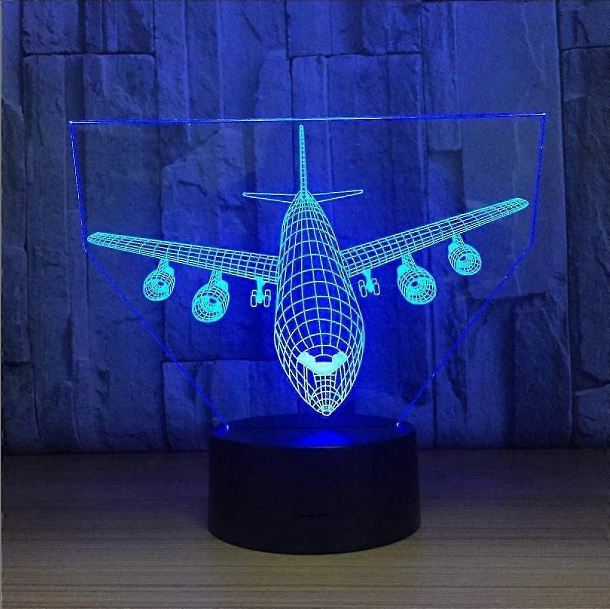 Actl Plane 3d Illus Lamp 7 Changing Touch With Usb Cabd Table Desk R