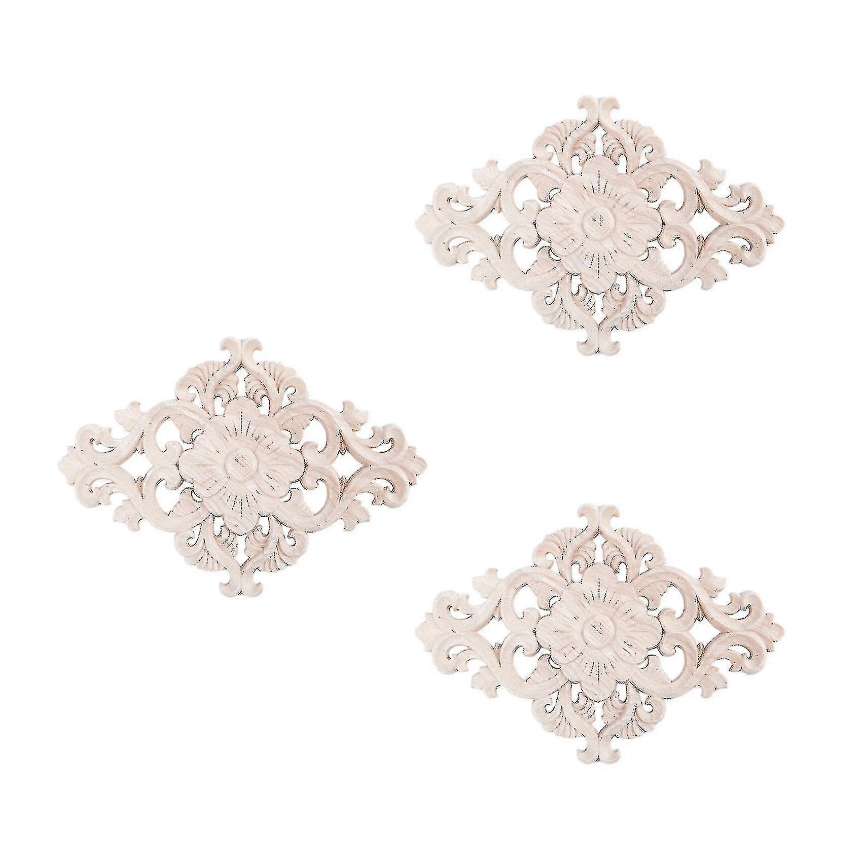 Wood Carved Onlay Applique Unpainted Flower Walls Decor Type:21x15cm