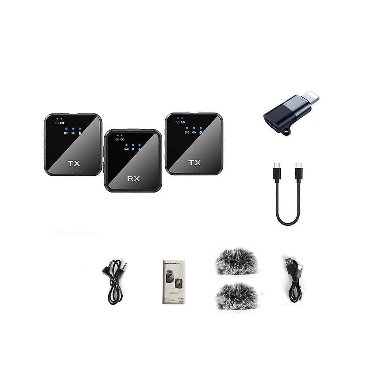 Wireless Noise Canceling Microphone System Portable Collar Clip Microphone Podcast Interview Camera