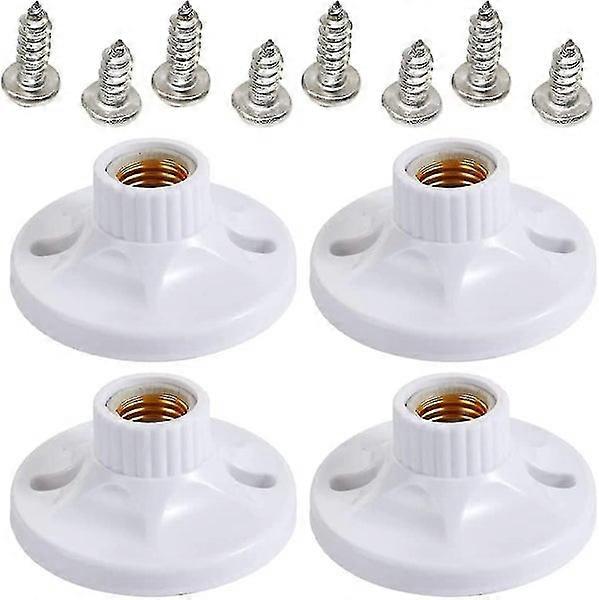 4pcs E27 Screw Cap Socket White Ceiling Light Lamp White Ceramic Light Round Bas