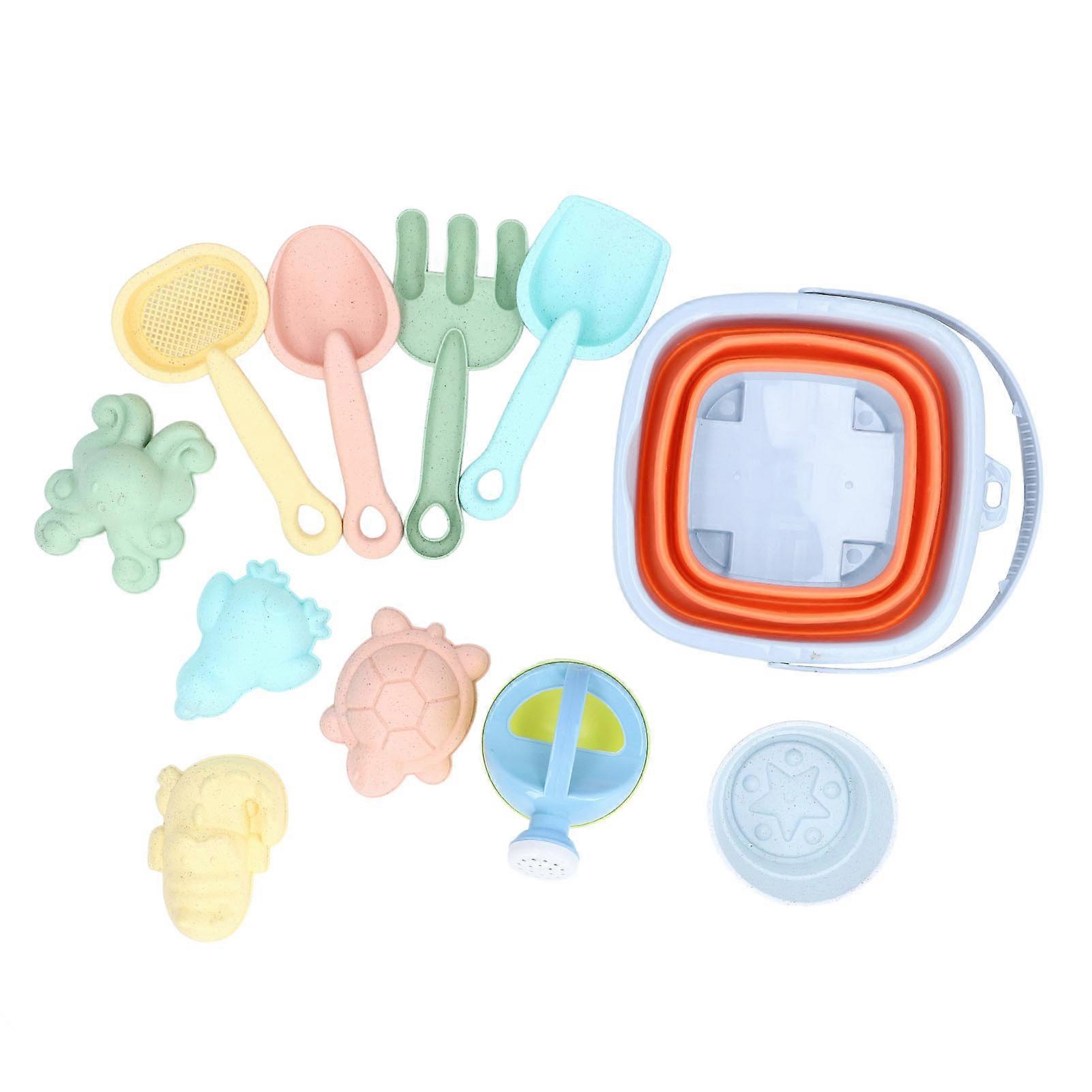 Beach Toys Set Collapsible Sand Bucket and Shovels Set Interactive Kids Sand Toys for Beach Party Summer Activities Orange