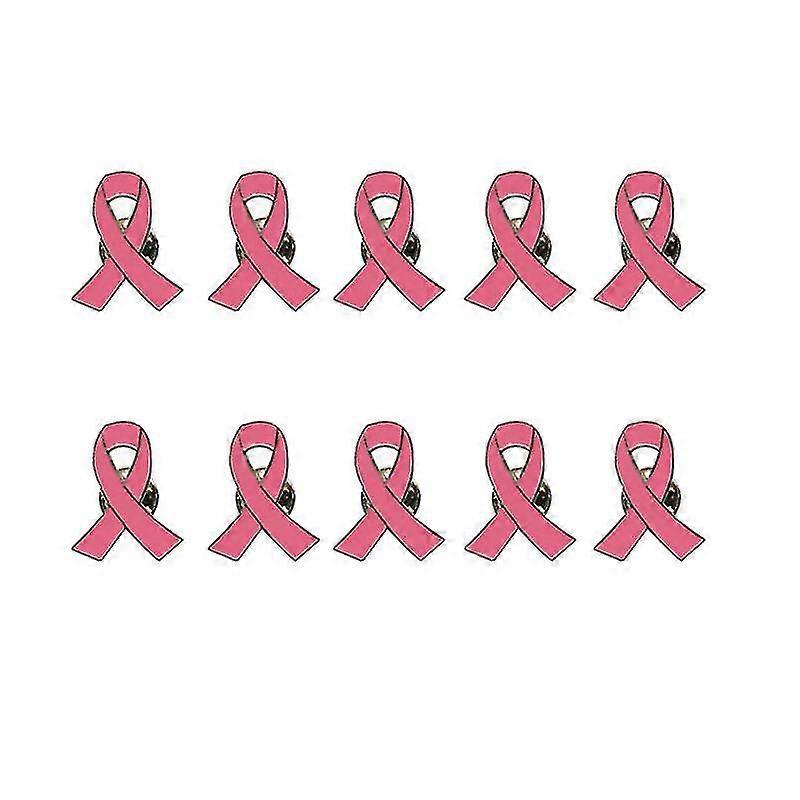 10pcs Pink Ribbon Brooch