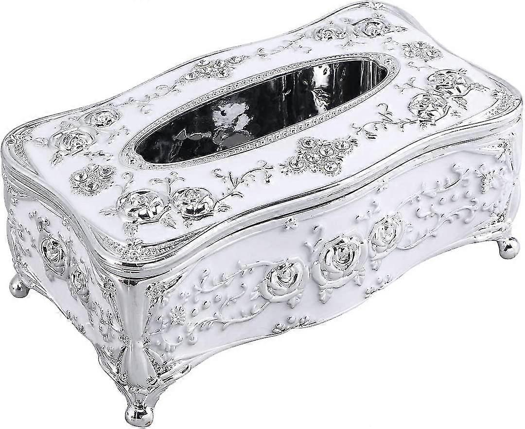 Tissue Box, Square Plastic With Pointed Edge, Flower Pattern, Tissue Box, Tissue Dispenser