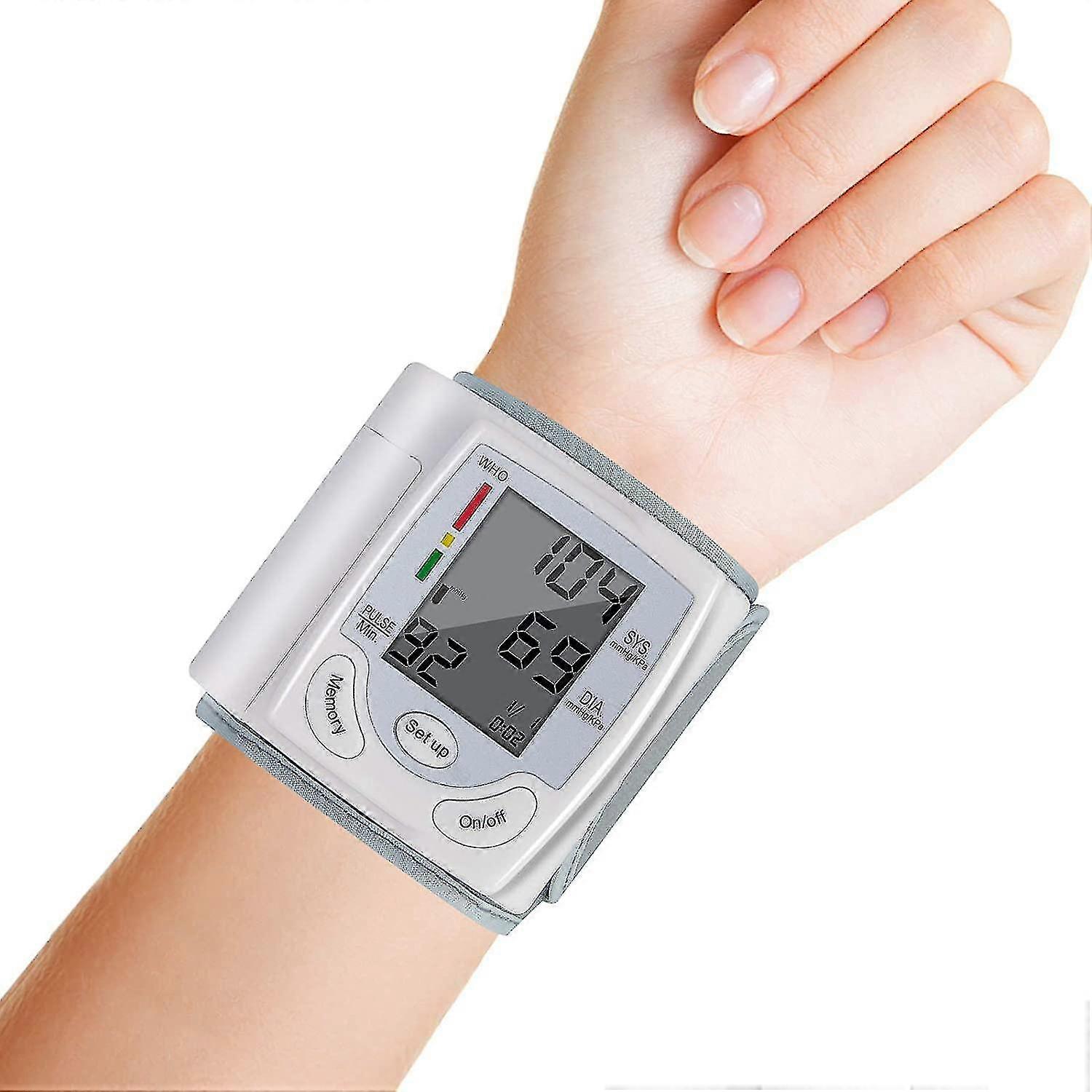 Wrist Blood Pressure Monitor For Home, Pulse Rate Monitor Automatically Measure Blood Pressure With Adjustable Wrist Cuff Lcd Display