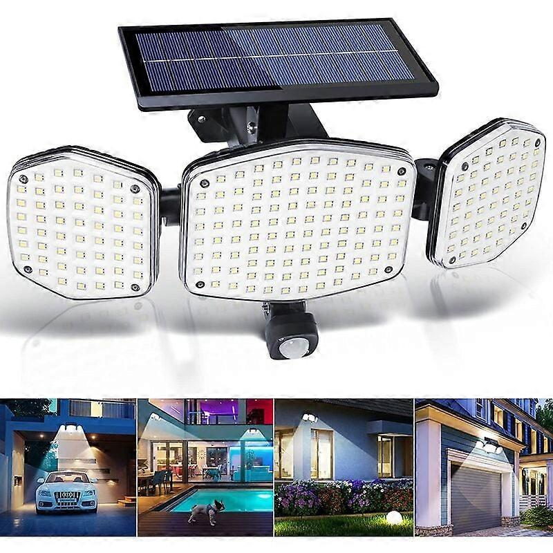 Outdoor Solar Floodlight with Motion Sensor 208 LED Solar Security Lights Outside 270 Wide Angle 3 Modes IP65 Waterproof Wall Light for Garden Drivewa