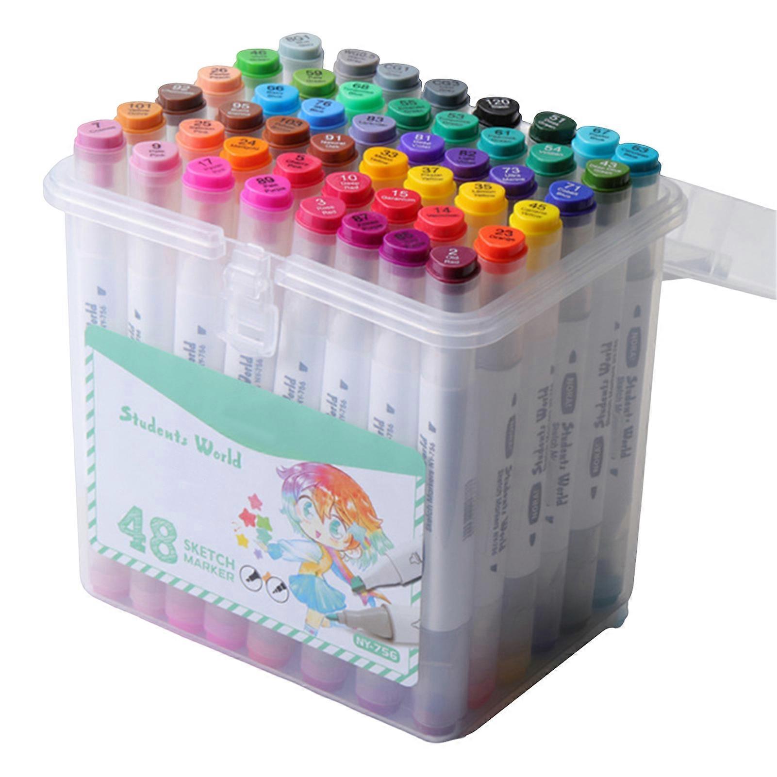 1 Set Creative Double Head Marker Set Multifunctional 12/24/36/48/60 Colors Highlighter Pen Portable Hand Account Planner Note-Taking Marker School Of