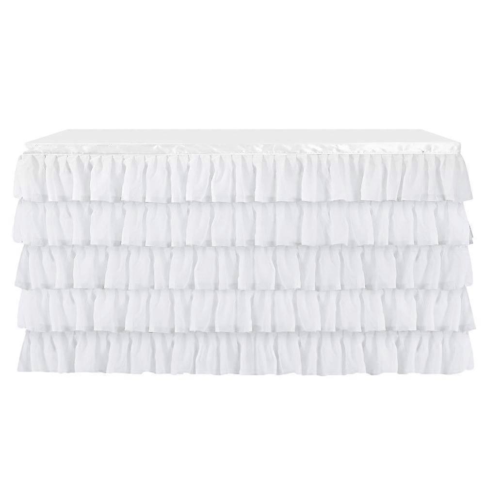 White Chiffon 5-layer Table Skirt Tablecloths for Rectangle/Round Table 75x275cm